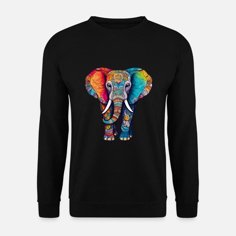 Elefant Bunt Süßes Elefanten Baby Mandala Hindi - Unisex Pullover - Schwarz
