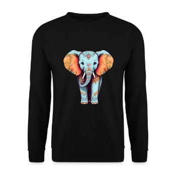 Elefant Bunt Süßes Elefanten Baby Mandala Hindi - Unisex Pullover - Schwarz - Vorne - Alina (178cm) & Michal (187cm)