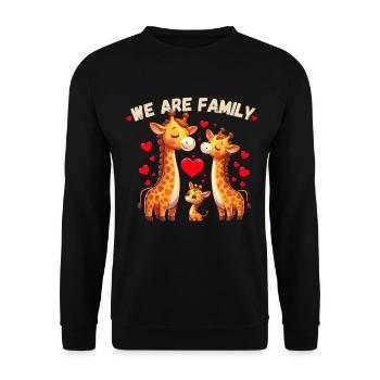 Familie Mutter Vater Kind Baby Giraffe Herz Liebe - Unisex Pullover - Schwarz - Vorne - Alina (178cm) & Michal (187cm)