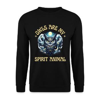 Owl, Owls, Spirit, Animal, Soul, Favorite Animal, Forest - Unisex Sweatshirt - black - Front - Alina (178cm) & Michal (187cm)