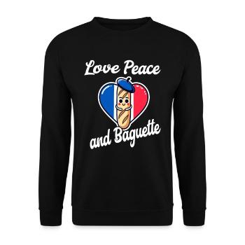 Love Peace Baguette France - Unisex Sweatshirt - black - Front - Alina (178cm) & Michal (187cm)