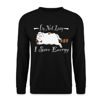 I m Not Lazy I Save Energy Cat Cat Baby - Unisex Sweatshirt - black - Front - Alina (178cm) & Michal (187cm)