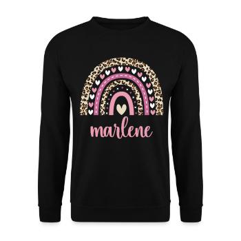 Marlene Regenbogen Name Geburtstag Marlene - Unisex Pullover - Schwarz - Vorne - Alina (178cm) & Michal (187cm)