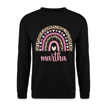 Martha Regenbogen Name Geburtstag Martha - Unisex Pullover - Schwarz - Vorne - Alina (178cm) & Michal (187cm)