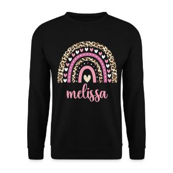 Melissa Regenbogen Name Geburtstag Melissa - Unisex Pullover - Schwarz - Vorne - Alina (178cm) & Michal (187cm)