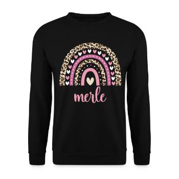 Merle Regenbogen Name Geburtstag Merle - Unisex Pullover - Schwarz - Vorne - Alina (178cm) & Michal (187cm)