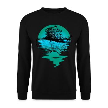 whale, fish, ocean, marine mammals - Unisex Sweatshirt - black - Front - Alina (178cm) & Michal (187cm)