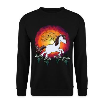 Pony Sun Snowdrop Flowers Spring Horse - Unisex Sweatshirt - black - Front - Alina (178cm) & Michal (187cm)