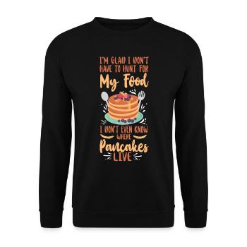 Pancake Lover Kids I'm Glad I - Unisex Sweatshirt - black - Front - Alina (178cm) & Michal (187cm)