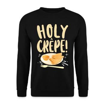 Pancake Lover Kids Pun Holy Crepe - Unisex Sweatshirt - black - Front - Alina (178cm) & Michal (187cm)