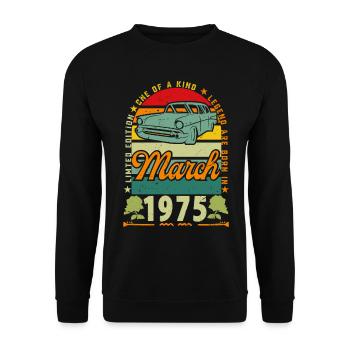 March 1975, March 1975, March 1975. - Unisex Sweatshirt - black - Front - Alina (178cm) & Michal (187cm)