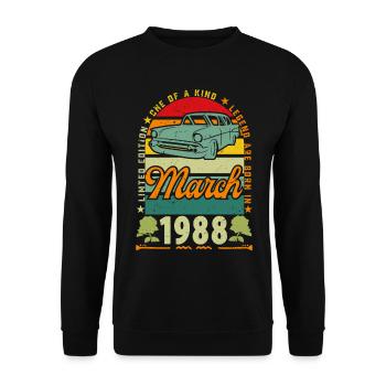 anniversaire mars 1988, Mars 1988, March 1988. - Sweat-shirt Unisexe - noir - Devant - Alina (178cm) & Michal (187cm)
