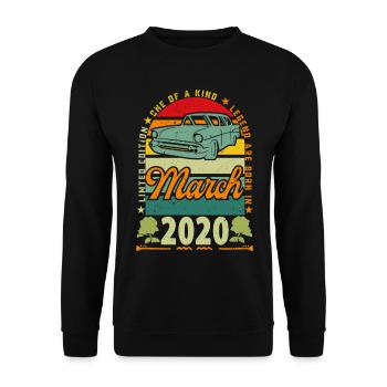 anniversaire mars 2020, Mars 2020, March 2020. - Sweat-shirt Unisexe - noir - Devant - Alina (178cm) & Michal (187cm)