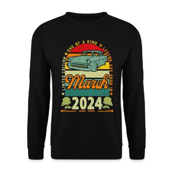anniversaire mars 2024, Mars 2024, March 2024. - Sweat-shirt Unisexe - noir - Devant - Alina (178cm) & Michal (187cm)