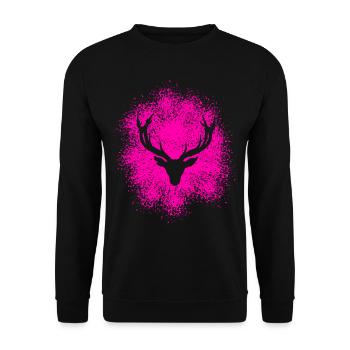 Majestätischer Hirschkopf – Für Jäger & Naturfreun - Unisex Pullover - Schwarz - Vorne - Alina (178cm) & Michal (187cm)