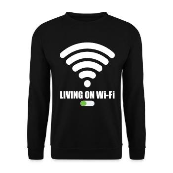 Living On Wi-Fi Wifi Wifi Saying Internet Signal - Unisex Sweatshirt - black - Front - Alina (178cm) & Michal (187cm)