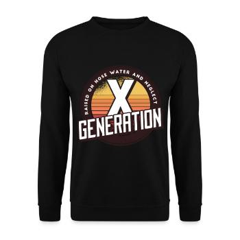 Retro Gen X Raised on Hose Water and Neglect men - Unisex Sweatshirt - black - Front - Alina (178cm) & Michal (187cm)