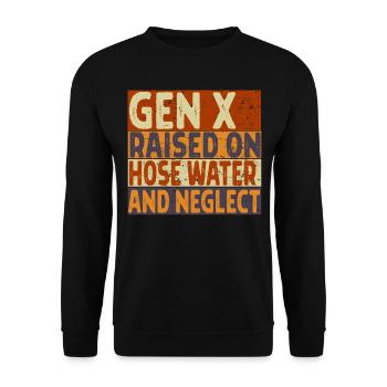 Retro Gen X Raised on Hose Water and Neglect men - Unisex Sweatshirt - black - Front - Alina (178cm) & Michal (187cm)