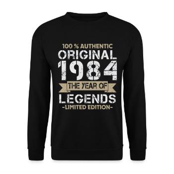 Legende 1984 Original Jahrgang Geburtstagsgeschenk - Unisex Pullover - Schwarz - Vorne - Alina (178cm) & Michal (187cm)