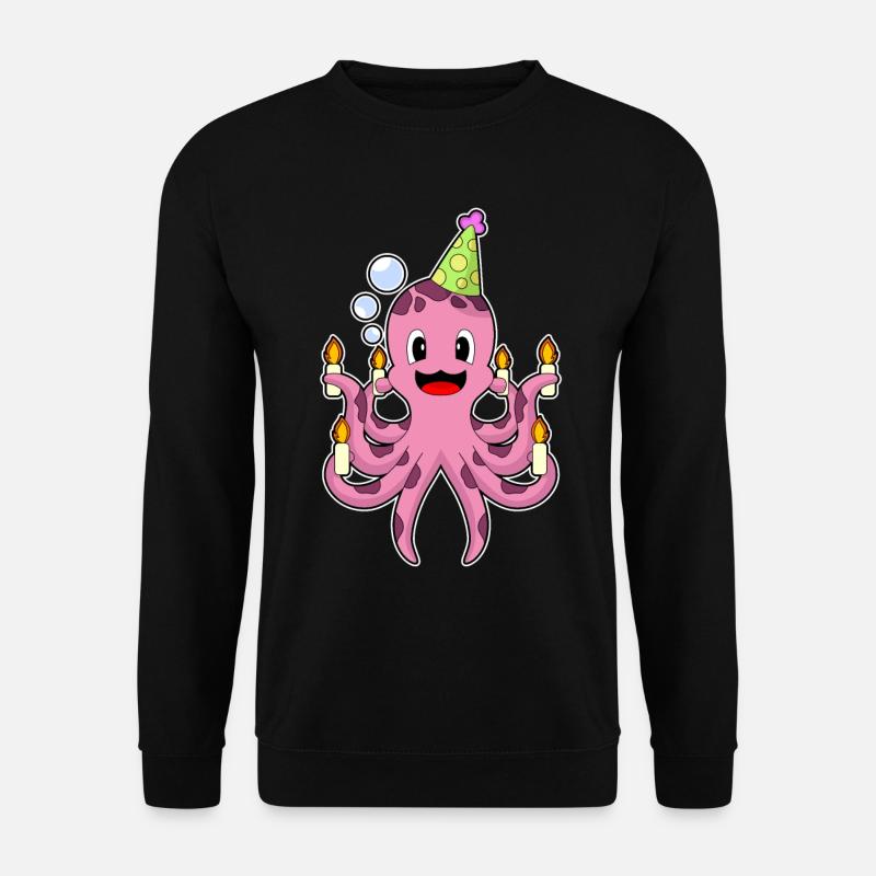 Octopus Birthday Candles - Unisex Sweatshirt - black
