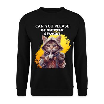 Can you please be quietly stupid? Irony, humor, - Unisex Sweatshirt - black - Front - Alina (178cm) & Michal (187cm)