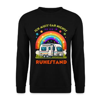 Ruhestand Rente Rentner Wohnwagen Camping Camper - Unisex Pullover - Schwarz - Vorne - Alina (178cm) & Michal (187cm)