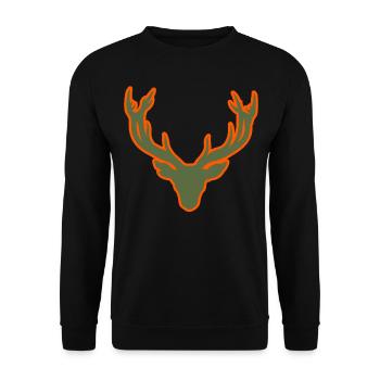 Hirschkopf – Für Jäger & Naturfreunde - Unisex Pullover - Schwarz - Vorne - Alina (178cm) & Michal (187cm)