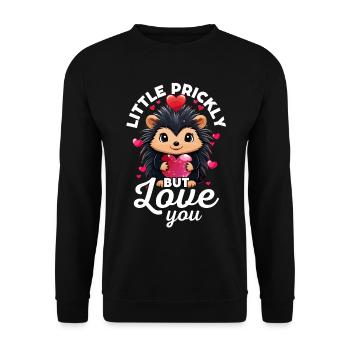 Ein bisschen stachelig, aber ich liebe dich - Süßer Igel - Unisex Pullover - Schwarz - Vorne - Alina (178cm) & Michal (187cm)