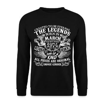 Mars 1974 anniversaire 1974 Mars meilleure année - Sweat-shirt Unisexe - noir - Devant - Alina (178cm) & Michal (187cm)