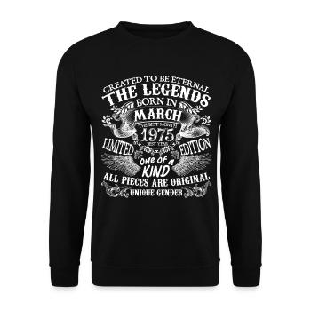 March 1975 Birthday 1975 March Best New Year - Unisex Sweatshirt - black - Front - Alina (178cm) & Michal (187cm)