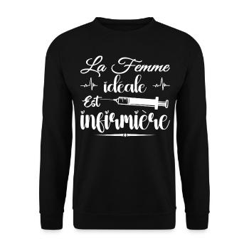 Die ideale Frau ist eine Krankenschwester - Unisex Pullover - Schwarz - Vorne - Alina (178cm) & Michal (187cm)