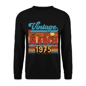 March 1975, March 1975 Vintage Anniversary Gift. - Unisex Sweatshirt - black - Front - Alina (178cm) & Michal (187cm)