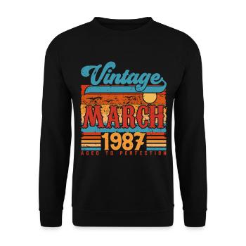 March 1987, March 1987 Vintage Anniversary Gift. - Unisex Sweatshirt - black - Front - Alina (178cm) & Michal (187cm)