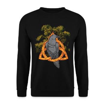 Forest Animals Bird Raven Flowers Nature Crow Dark - Unisex Sweatshirt - black - Front - Alina (178cm) & Michal (187cm)