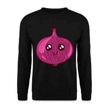 Oignon rouge légumes épices kawai cuisine visage - Sweat-shirt Unisexe - noir - Devant - Alina (178cm) & Michal (187cm)