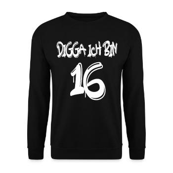 Digga ich bin 16 - Unisex Pullover - Schwarz - Vorne - Alina (178cm) & Michal (187cm)