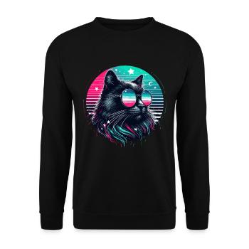 Chat chats néon Cool noir 80 ' s chat maman Fun - Sweat-shirt Unisexe - noir - Devant - Alina (178cm) & Michal (187cm)