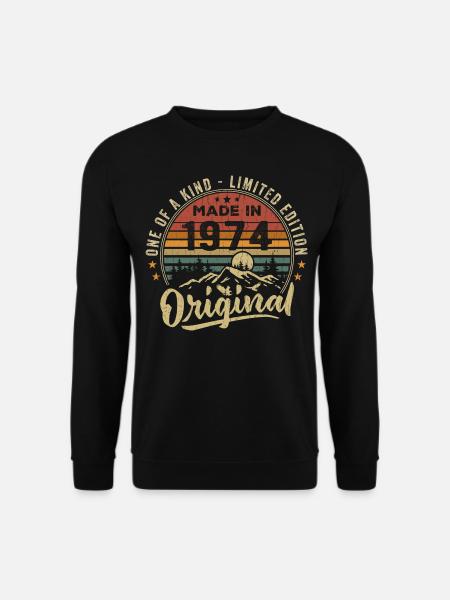 Geboren 1974 Original Retro Vintage Geburtstag 1974 - Unisex Pullover - Schwarz
