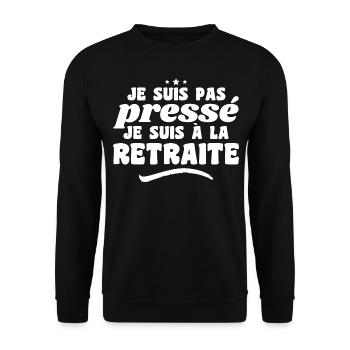 Ich habe es nicht eilig, ich bin im Ruhestand - Unisex Pullover - Schwarz - Vorne - Alina (178cm) & Michal (187cm)