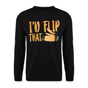 Pancake Lover Kids Pun I'd Flip - Unisex Sweatshirt - black - Front - Alina (178cm) & Michal (187cm)