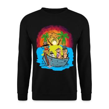 South Seas Expedition Travel Adventure Peanuts Ahoy - Unisex Sweatshirt - black - Front - Alina (178cm) & Michal (187cm)
