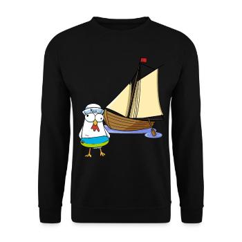 poulets, marins, bateau, mer, lac, voilier, ahoy, enfant - Sweat-shirt Unisexe - noir - Devant - Alina (178cm) & Michal (187cm)