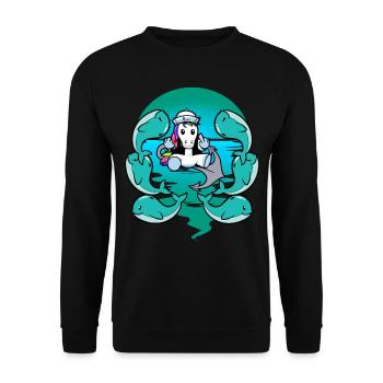 Baleine, Licorne, Marin, Marin Maritime, Marin - Sweat-shirt Unisexe - noir - Devant - Alina (178cm) & Michal (187cm)
