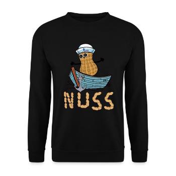 Erdnuss Seemann Deutschland Boot Nuss Matrose Ahoi - Unisex Pullover - Schwarz - Vorne - Alina (178cm) & Michal (187cm)