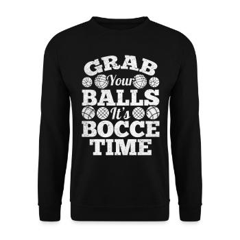 Grab Your Balls It's Bocce Time - Funny Boccia - Unisex Sweatshirt - black - Front - Alina (178cm) & Michal (187cm)