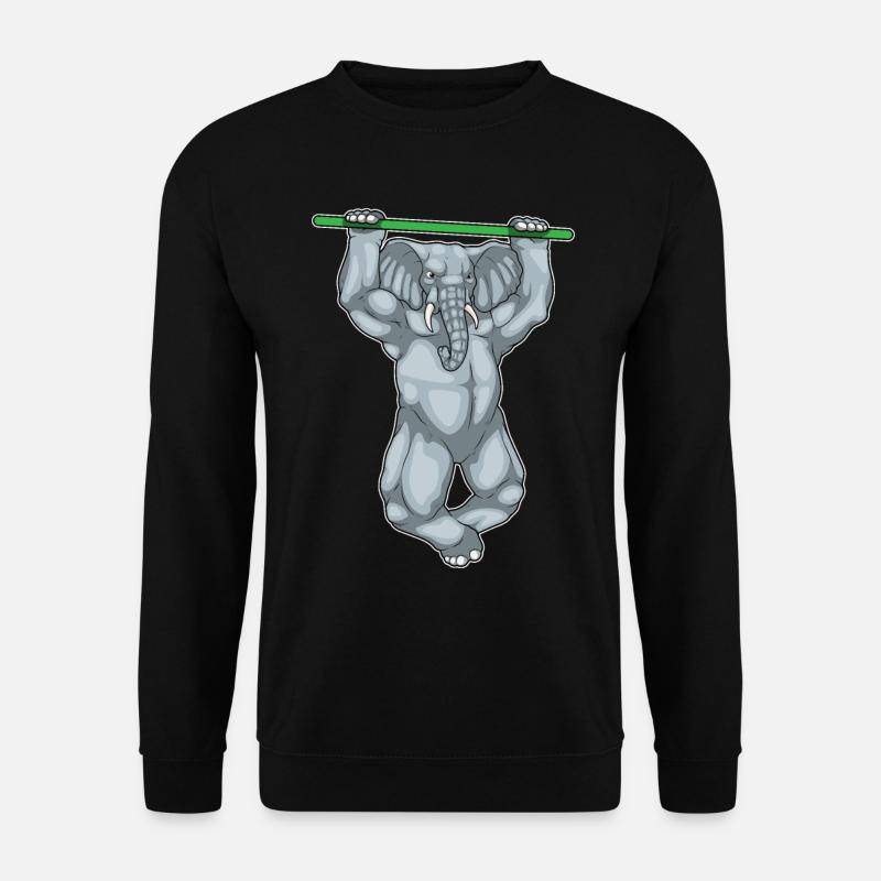 Elephant Bodybuilder Pull-Ups Musculation - Sweat-shirt Unisexe - noir