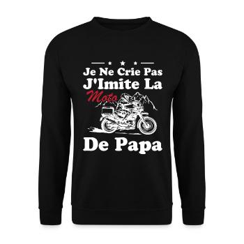 Je Ne Crie Pas J imite La Moto De Papa Humour - Sweat-shirt Unisexe - noir - Devant - Alina (178cm) & Michal (187cm)