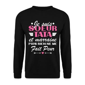 Sister Tata and Godmother - Unisex Sweatshirt - black - Front - Alina (178cm) & Michal (187cm)
