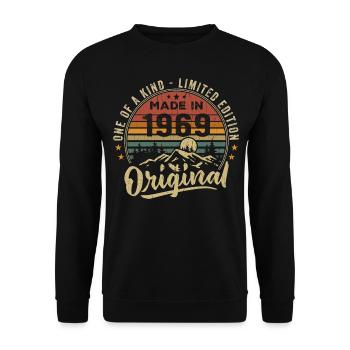 Né 1969 Original Retro Vintage Anniversaire 1969 - Sweat-shirt Unisexe - noir - Devant - Alina (178cm) & Michal (187cm)