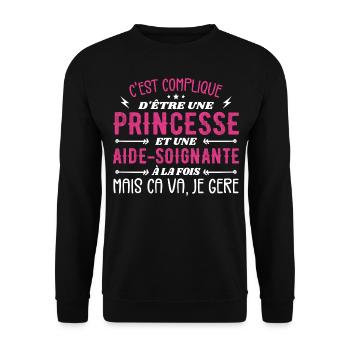 Prinzessin und Pflegerin - Unisex Pullover - Schwarz - Vorne - Alina (178cm) & Michal (187cm)